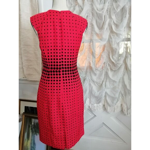 J crew womens size 2 red black polka dot Shift dress Lined - Picture 3 of 3
